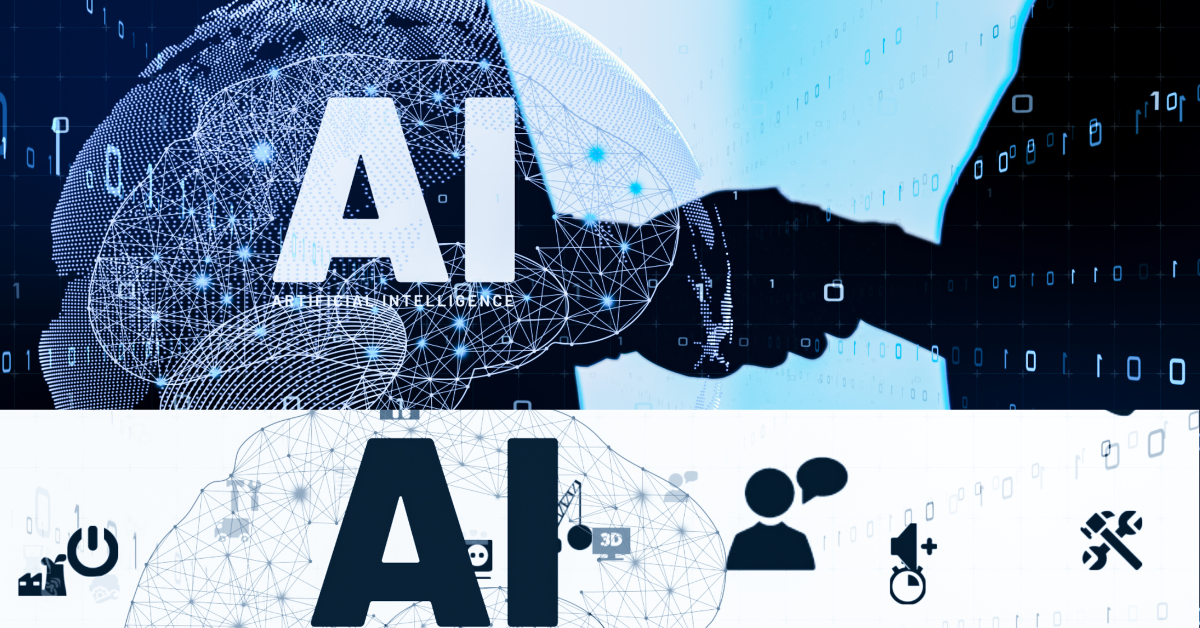 Vertical Split Screen Image About AI