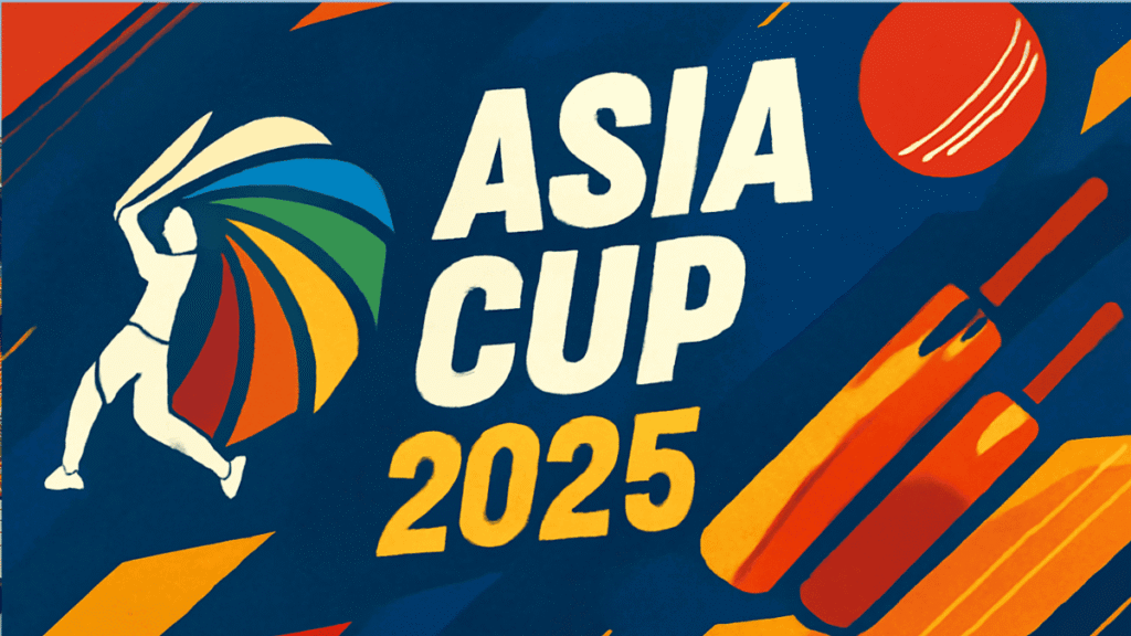 Asia Cup 2025 official logo and vibrant cricket-inspired design with bats and ball