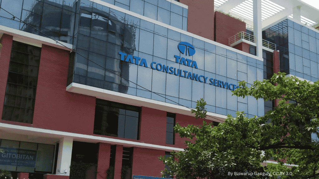 TCS office building exterior with Tata Consultancy Services logo