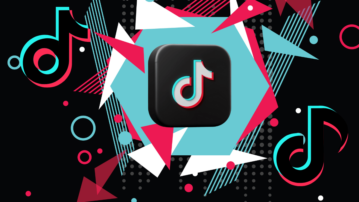 TikTok logo with vibrant geometric background, representing social media app and TikTok ban news in India, 2025.