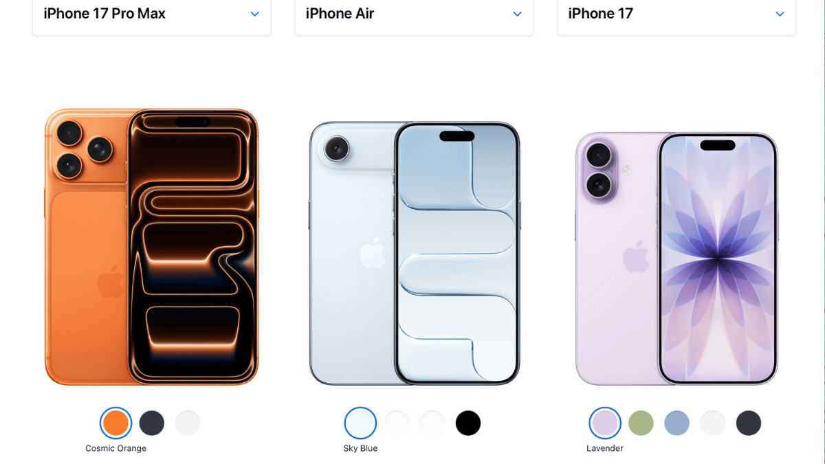 iPhone 17 Pro Max iPhone Air iPhone 17 Apple September 2025 event नए मॉडल कलर cosmic orange sky blue lavender भारत कीमत